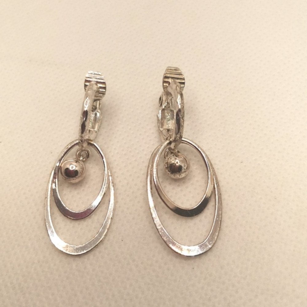 Vintage Signed Silver Tone Monet Clip-Ons